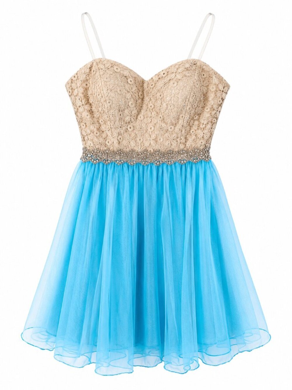 City Studio Y2K Homecoming Mini Dress Blue Gold Lace Chiffon NWT Size 11